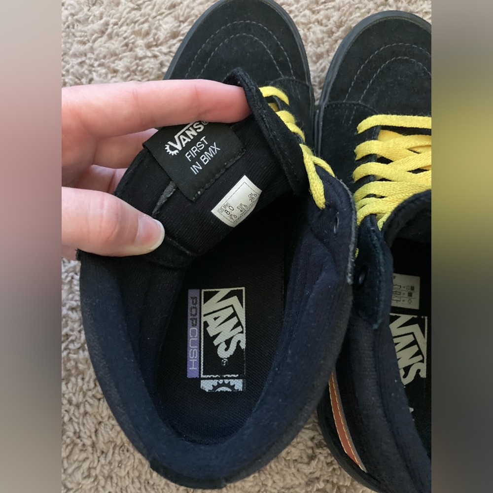 Vans Black and Yellow High-Top Sneakers - Picture 12 of 16